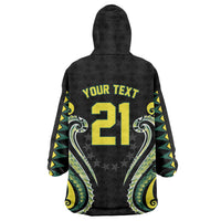 Custom Rugby Cook Islands Avaiki Wearable Blanket Hoodie Black Kuki Airani Tribal Maori Inspired - Polynesian Pride