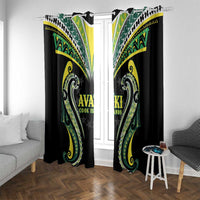 Rugby Cook Islands Avaiki Window Curtain Black Kuki Airani Tribal Maori Inspired - Polynesian Pride