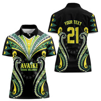 Custom Rugby Cook Islands Avaiki Women Polo Shirt Black Kuki Airani Tribal Maori Inspired - Polynesian Pride