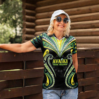 Custom Rugby Cook Islands Avaiki Women Polo Shirt Black Kuki Airani Tribal Maori Inspired - Polynesian Pride