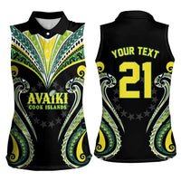 Custom Rugby Cook Islands Avaiki Women Sleeveless Polo Shirt Black Kuki Airani Tribal Maori Inspired - Polynesian Pride