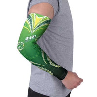 Custom Rugby Cook Islands Avaiki Arm Sleeves Green Kuki Airani Tribal Maori Inspired - Polynesian Pride