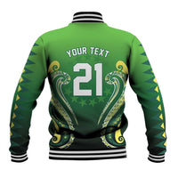 Custom Rugby Cook Islands Avaiki Baseball Jacket Green Kuki Airani Tribal Maori Inspired - Polynesian Pride
