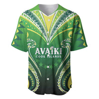 Custom Rugby Cook Islands Avaiki Baseball Jersey Green Kuki Airani Tribal Maori Inspired LT9 Green - Polynesian Pride