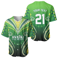 Custom Rugby Cook Islands Avaiki Baseball Jersey Green Kuki Airani Tribal Maori Inspired LT9 - Polynesian Pride