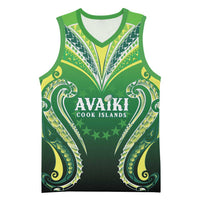 Custom Rugby Cook Islands Avaiki Basketball Jersey Green Kuki Airani Tribal Maori Inspired - Polynesian Pride