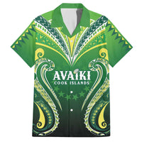 Custom Rugby Cook Islands Avaiki Family Matching Off The Shoulder Long Sleeve Dress and Hawaiian Shirt Green Kuki Airani Tribal Maori Inspired - Polynesian Pride