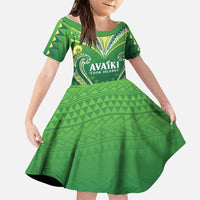 Custom Rugby Cook Islands Avaiki Family Matching Off Shoulder Short Dress and Hawaiian Shirt Green Kuki Airani Tribal Maori Inspired - Polynesian Pride