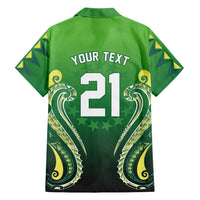 Custom Rugby Cook Islands Avaiki Family Matching Off Shoulder Short Dress and Hawaiian Shirt Green Kuki Airani Tribal Maori Inspired - Polynesian Pride