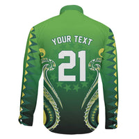 Custom Rugby Cook Islands Avaiki Family Matching Off Shoulder Short Dress and Hawaiian Shirt Green Kuki Airani Tribal Maori Inspired - Polynesian Pride