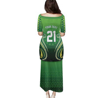 Custom Rugby Cook Islands Avaiki Family Matching Puletasi and Hawaiian Shirt Green Kuki Airani Tribal Maori Inspired - Polynesian Pride