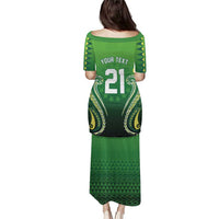 Custom Rugby Cook Islands Avaiki Family Matching Puletasi and Hawaiian Shirt Green Kuki Airani Tribal Maori Inspired - Polynesian Pride