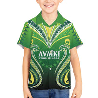 Custom Rugby Cook Islands Avaiki Family Matching Puletasi and Hawaiian Shirt Green Kuki Airani Tribal Maori Inspired - Polynesian Pride