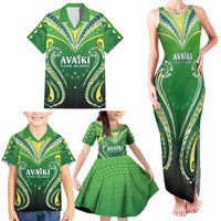 Custom Rugby Cook Islands Avaiki Family Matching Tank Maxi Dress and Hawaiian Shirt Green Kuki Airani Tribal Maori Inspired - Polynesian Pride