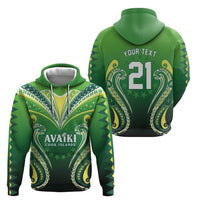 Custom Rugby Cook Islands Avaiki Hoodie Green Kuki Airani Tribal Maori Inspired - Polynesian Pride