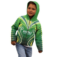 Custom Rugby Cook Islands Avaiki Kid Hoodie Green Kuki Airani Tribal Maori Inspired - Polynesian Pride
