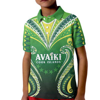 Custom Rugby Cook Islands Avaiki Kid Polo Shirt Green Kuki Airani Tribal Maori Inspired - Polynesian Pride