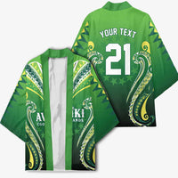 Custom Rugby Cook Islands Avaiki Kimono Green Kuki Airani Tribal Maori Inspired - Polynesian Pride