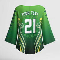Custom Rugby Cook Islands Avaiki Kimono Sleeve Blouse Green Kuki Airani Tribal Maori Inspired - Polynesian Pride