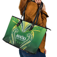 Rugby Cook Islands Avaiki Leather Tote Bag Green Kuki Airani Tribal Maori Inspired - Polynesian Pride