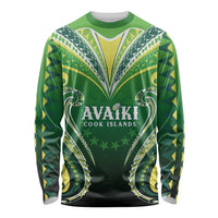 Custom Rugby Cook Islands Avaiki Long Sleeve Shirt Green Kuki Airani Tribal Maori Inspired - Polynesian Pride