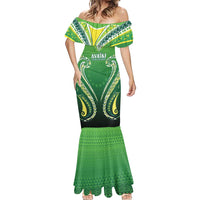 Custom Rugby Cook Islands Avaiki Mermaid Dress Green Kuki Airani Tribal Maori Inspired - Polynesian Pride