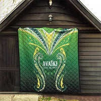 Rugby Cook Islands Avaiki Quilt Green Kuki Airani Tribal Maori Inspired - Polynesian Pride
