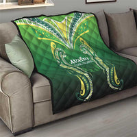 Rugby Cook Islands Avaiki Quilt Green Kuki Airani Tribal Maori Inspired - Polynesian Pride