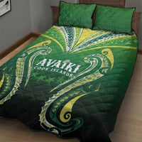 Rugby Cook Islands Avaiki Quilt Bed Set Green Kuki Airani Tribal Maori Inspired - Polynesian Pride