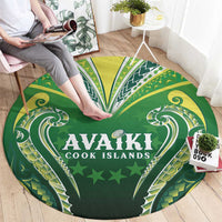 Rugby Cook Islands Avaiki Round Carpet Green Kuki Airani Tribal Maori Inspired - Polynesian Pride
