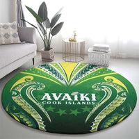 Rugby Cook Islands Avaiki Round Carpet Green Kuki Airani Tribal Maori Inspired - Polynesian Pride