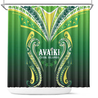 Rugby Cook Islands Avaiki Shower Curtain Green Kuki Airani Tribal Maori Inspired - Polynesian Pride