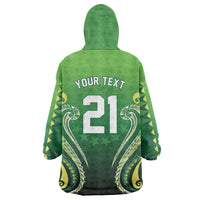 Custom Rugby Cook Islands Avaiki Wearable Blanket Hoodie Green Kuki Airani Tribal Maori Inspired - Polynesian Pride