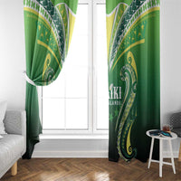 Rugby Cook Islands Avaiki Window Curtain Green Kuki Airani Tribal Maori Inspired - Polynesian Pride