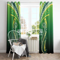Rugby Cook Islands Avaiki Window Curtain Green Kuki Airani Tribal Maori Inspired - Polynesian Pride