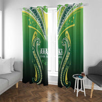 Rugby Cook Islands Avaiki Window Curtain Green Kuki Airani Tribal Maori Inspired - Polynesian Pride