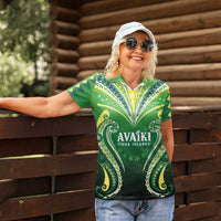 Custom Rugby Cook Islands Avaiki Women Polo Shirt Green Kuki Airani Tribal Maori Inspired - Polynesian Pride