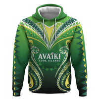 Custom Rugby Cook Islands Avaiki Zip Hoodie Green Kuki Airani Tribal Maori Inspired - Polynesian Pride