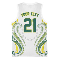 Custom Rugby Cook Islands Avaiki Basketball Jersey White Kuki Airani Tribal Maori Inspired - Polynesian Pride