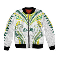 Custom Rugby Cook Islands Avaiki Bomber Jacket White Kuki Airani Tribal Maori Inspired - Polynesian Pride