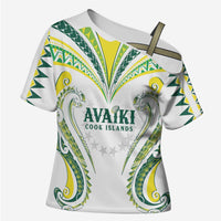 Custom Rugby Cook Islands Avaiki Cross Shoulder Shirt White Kuki Airani Tribal Maori Inspired - Polynesian Pride
