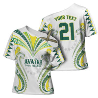 Custom Rugby Cook Islands Avaiki Cross Shoulder Shirt White Kuki Airani Tribal Maori Inspired - Polynesian Pride