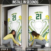 Custom Rugby Cook Islands Avaiki Door Cover White Kuki Airani Tribal Maori Inspired - Polynesian Pride