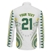 Custom Rugby Cook Islands Avaiki Family Matching Off The Shoulder Long Sleeve Dress and Hawaiian Shirt White Kuki Airani Tribal Maori Inspired - Polynesian Pride
