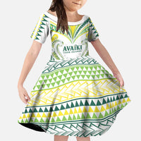 Custom Rugby Cook Islands Avaiki Family Matching Off Shoulder Maxi Dress and Hawaiian Shirt White Kuki Airani Tribal Maori Inspired - Polynesian Pride