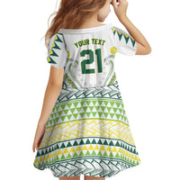 Custom Rugby Cook Islands Avaiki Family Matching Off Shoulder Maxi Dress and Hawaiian Shirt White Kuki Airani Tribal Maori Inspired - Polynesian Pride