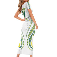Custom Rugby Cook Islands Avaiki Family Matching Short Sleeve Bodycon Dress and Hawaiian Shirt White Kuki Airani Tribal Maori Inspired - Polynesian Pride