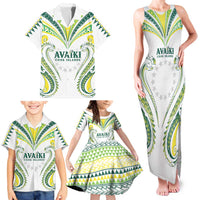 Custom Rugby Cook Islands Avaiki Family Matching Tank Maxi Dress and Hawaiian Shirt White Kuki Airani Tribal Maori Inspired - Polynesian Pride