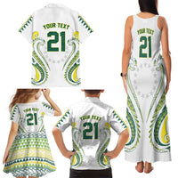 Custom Rugby Cook Islands Avaiki Family Matching Tank Maxi Dress and Hawaiian Shirt White Kuki Airani Tribal Maori Inspired - Polynesian Pride