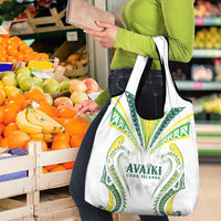 Rugby Cook Islands Avaiki Grocery Bag White Kuki Airani Tribal Maori Inspired - Polynesian Pride